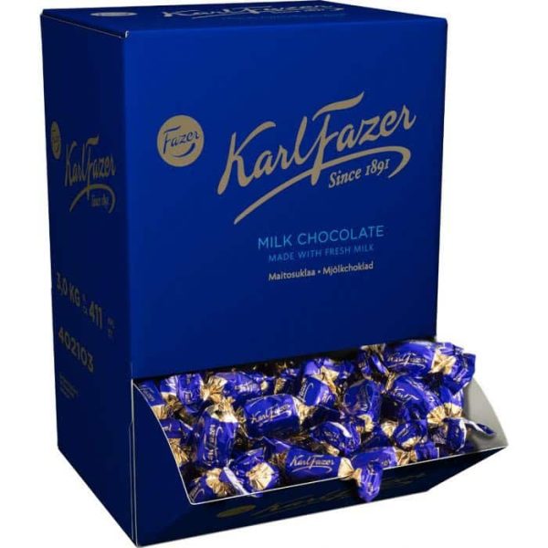 Karl Fazer Blå mörk choklad i lösvikt 3 kg storpack - Engstromskonfektyrer.se